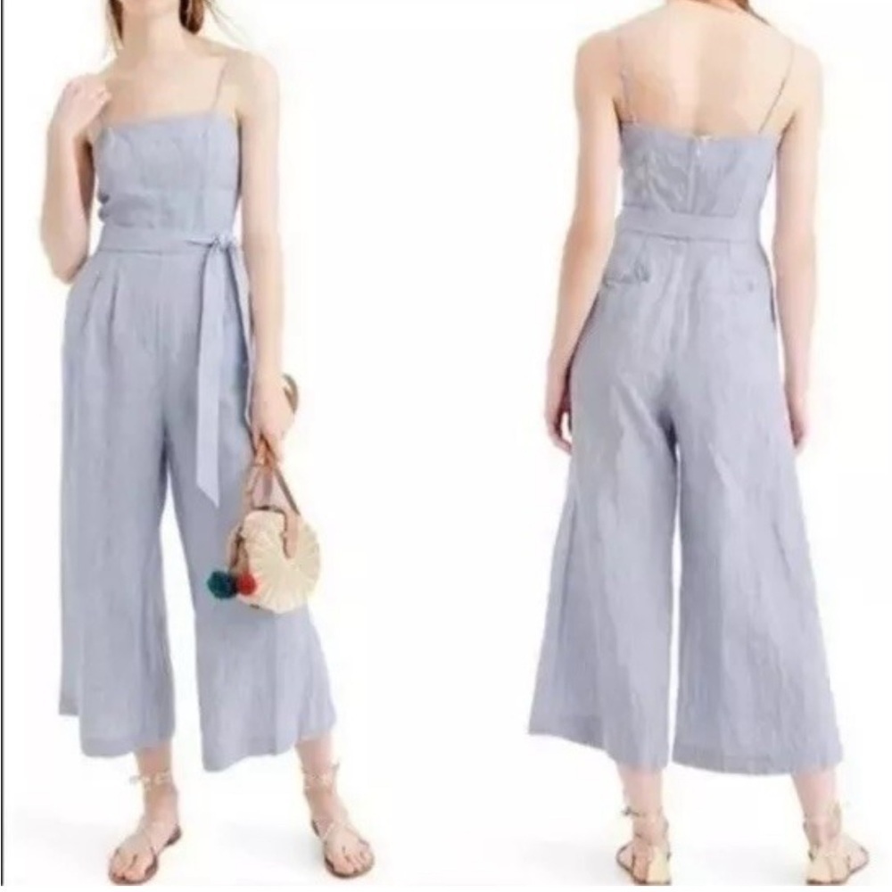 Jcrew Women's Light Blue linen Jumpsuit